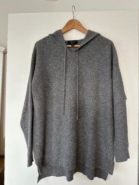 Grey Cashmere Hoodie Sweater